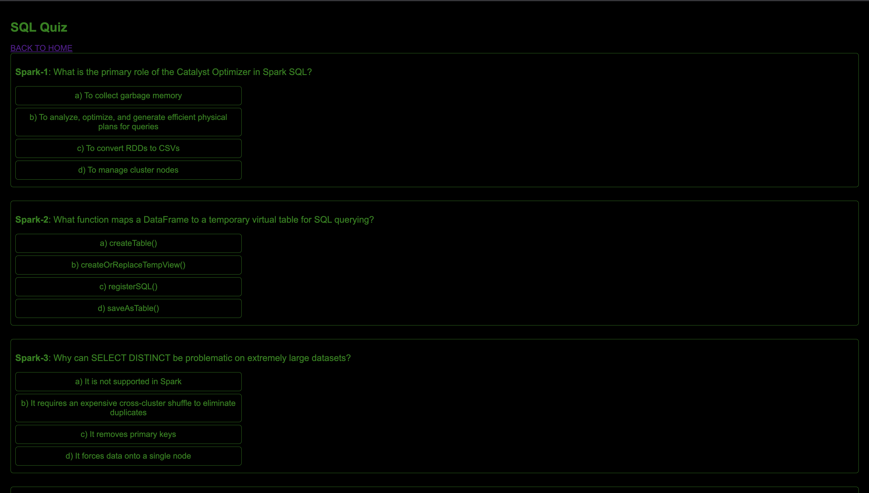 Spark Quiz